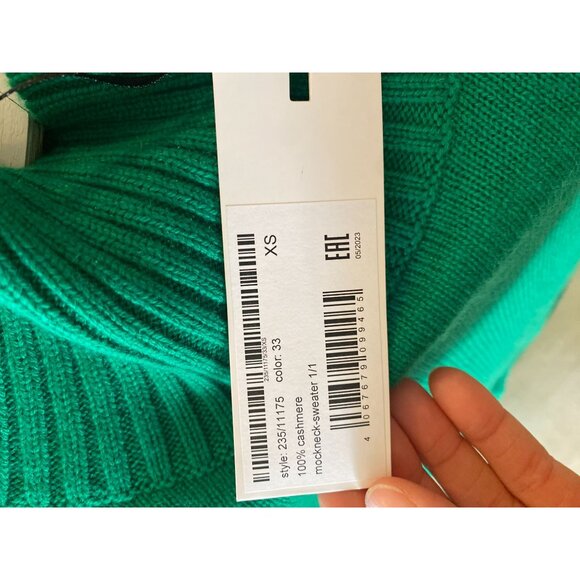 100% Cashmere Jardin Des Orangers Mockneck Sweater XS Emerald Green - Picture 6 of 11